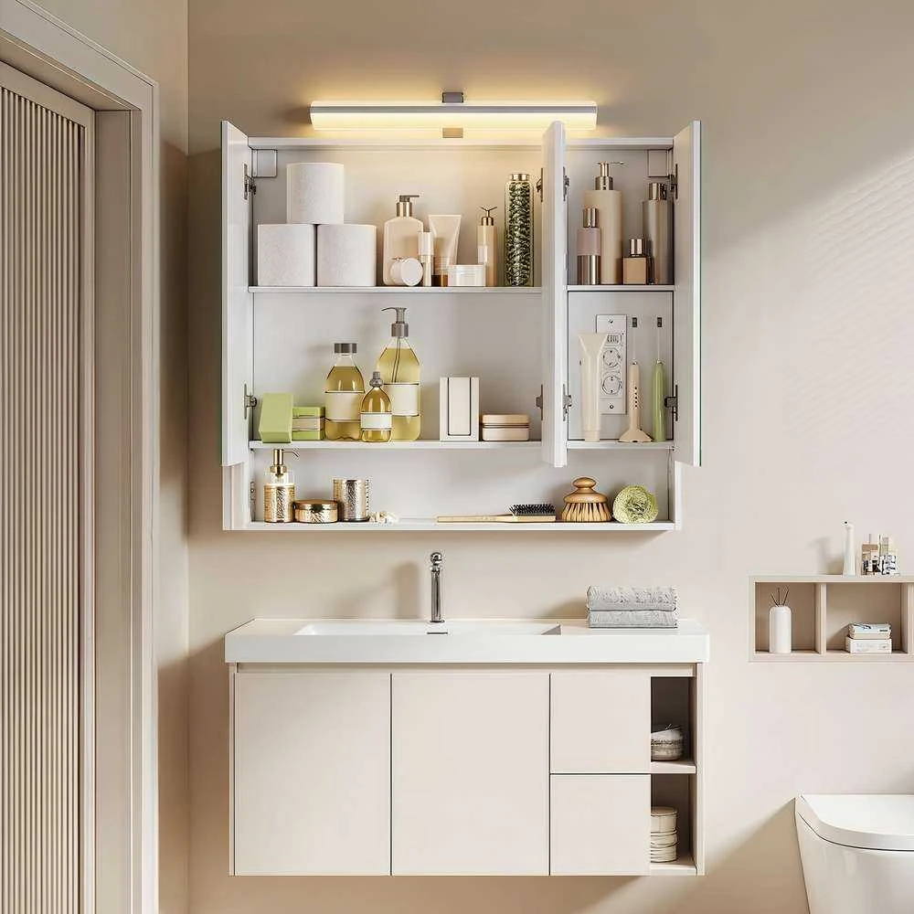 Songmics Vonios kambario spintelė su LED apšvietimu 16,6 x 90 cm