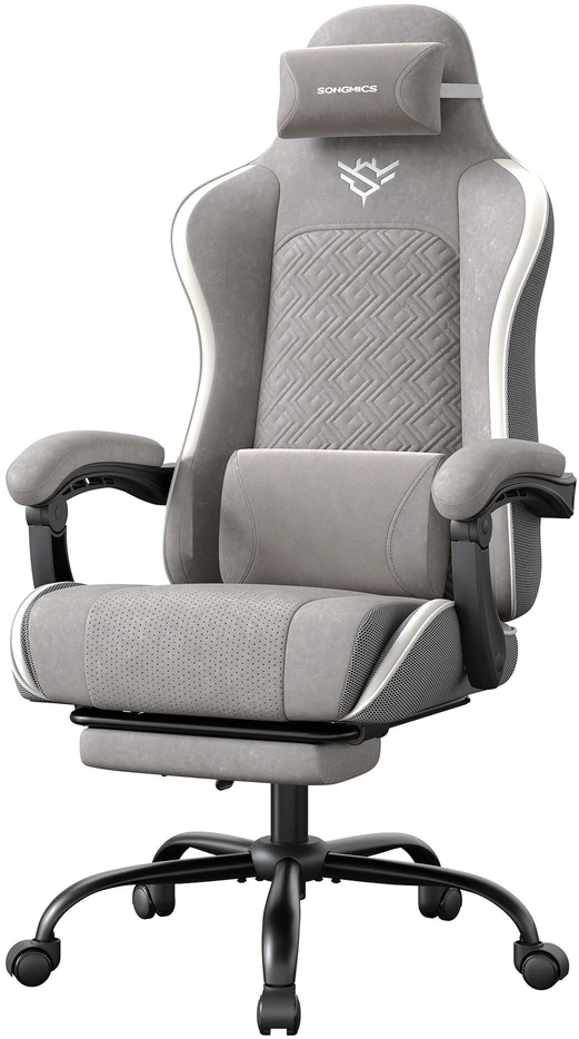 Songmics Ergonomiška žaidimų kėdė su pakoju ir spyruoklinėmis pagalvėlėmis 70x70x(123,5-133) cm