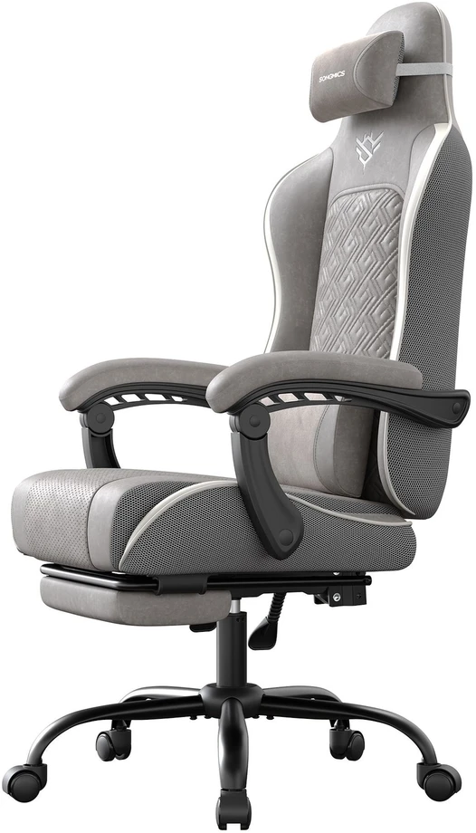 Songmics Ergonomiška žaidimų kėdė su pakoju ir spyruoklinėmis pagalvėlėmis 70x70x(123,5-133) cm