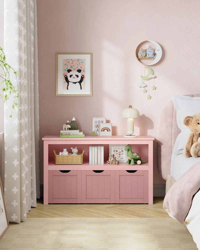 Songmics Vasagle Vaikiška lentyna su ratukais 30 x 102 x 60 cm pastelinės rožinės spalvos