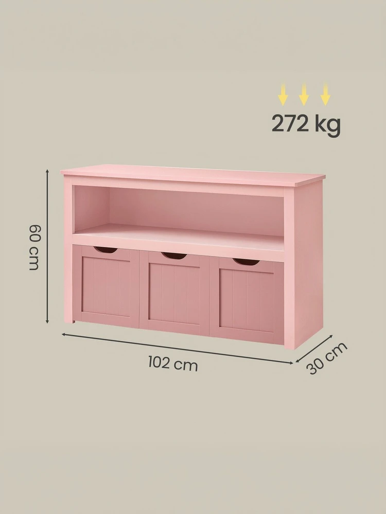Songmics Vasagle Vaikiška lentyna su ratukais 30 x 102 x 60 cm pastelinės rožinės spalvos