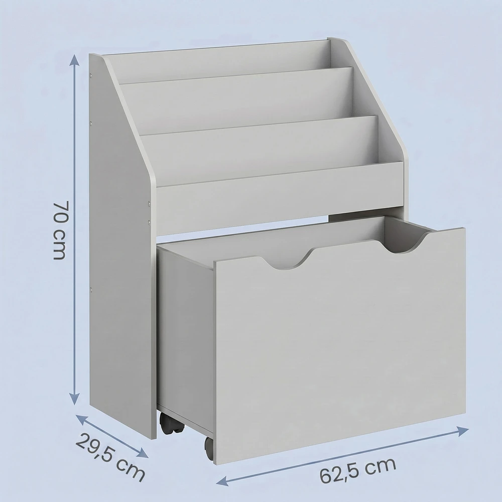 Songmics Medžio plokščių lentyna su trimis lygiais, pilka, 29,5x62,5x70 cm