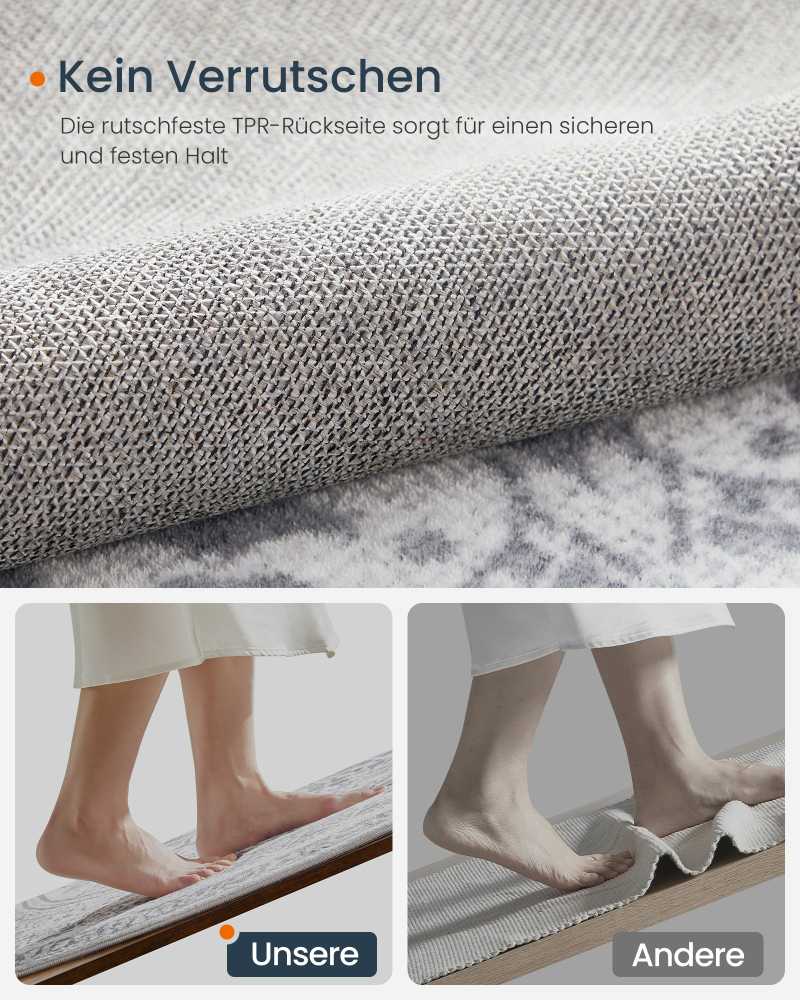 Songmics Apvali kiliminė danga, 120 cm skersmens, pilka