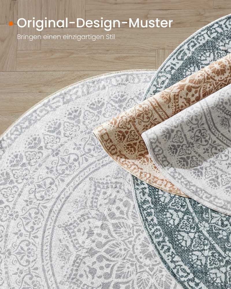 Songmics Apvali kiliminė danga, 120 cm skersmens, pilka