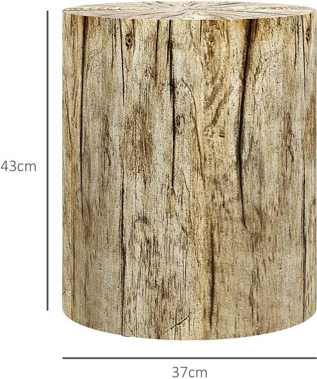 Homcom Apvalus medžio kelmo dizaino žurnalinis staliukas, apvalus naktinis staliukas Ø37 x 43 cm