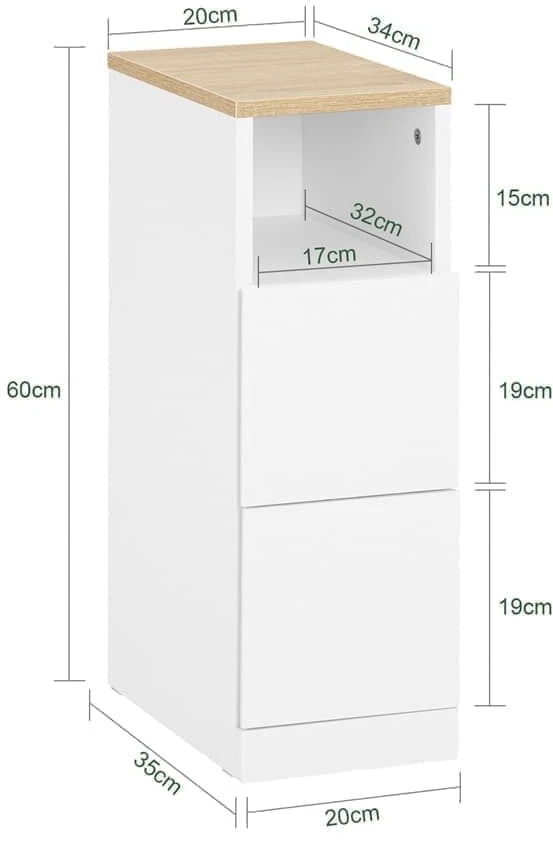 TV staliukas Šoninis stalas, SoBuy FBT149-WN, 20x35x60 cm
