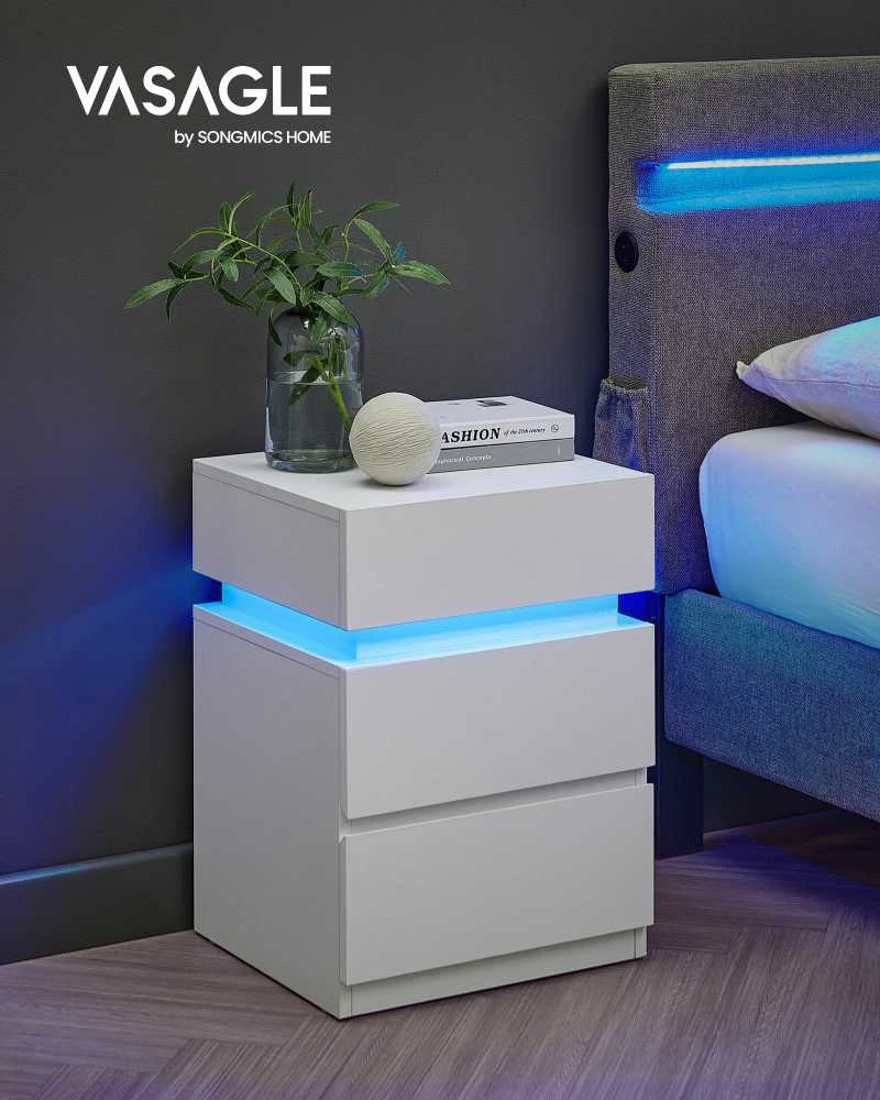 Songmics Vasagle Naktinė spintelė su LED apšvietimu