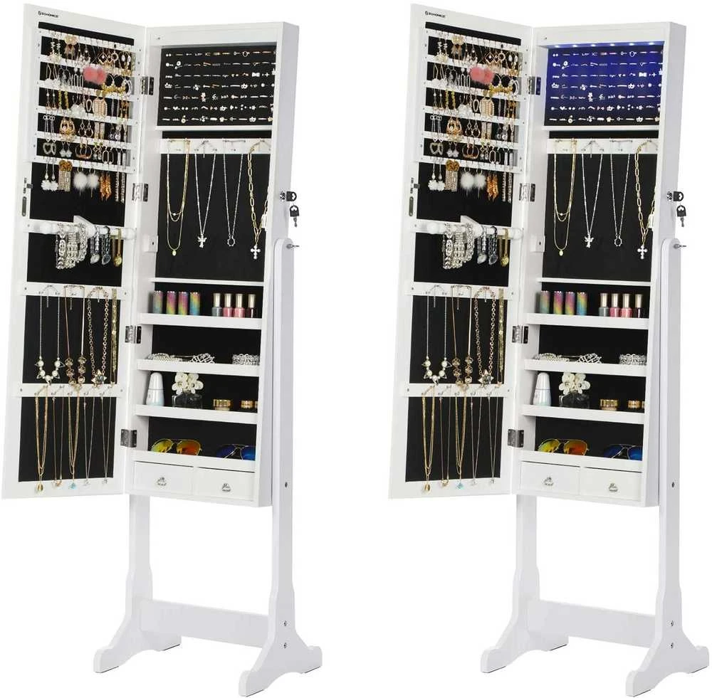 Songmics Fantastiška juvelyrinių dirbinių spintelė su LED