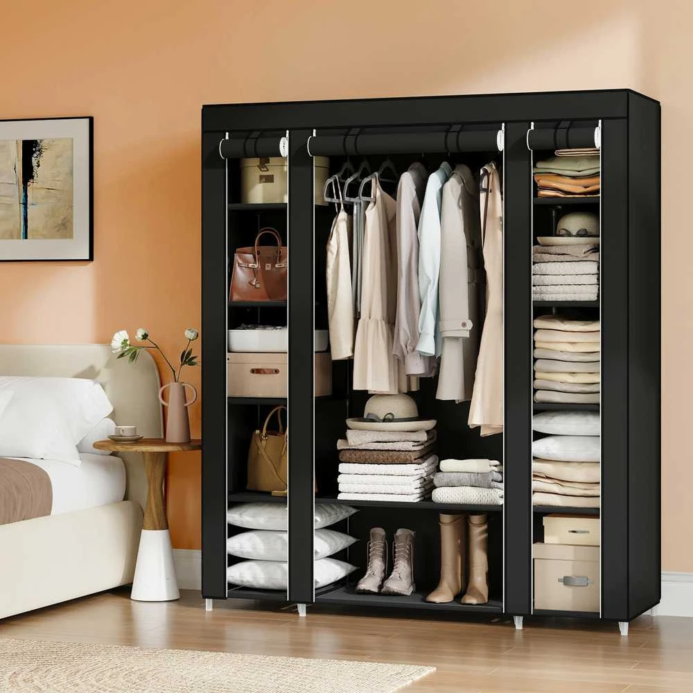 Songmics Sulankstoma spinta 150x175x45 cm su juodu uždangalu