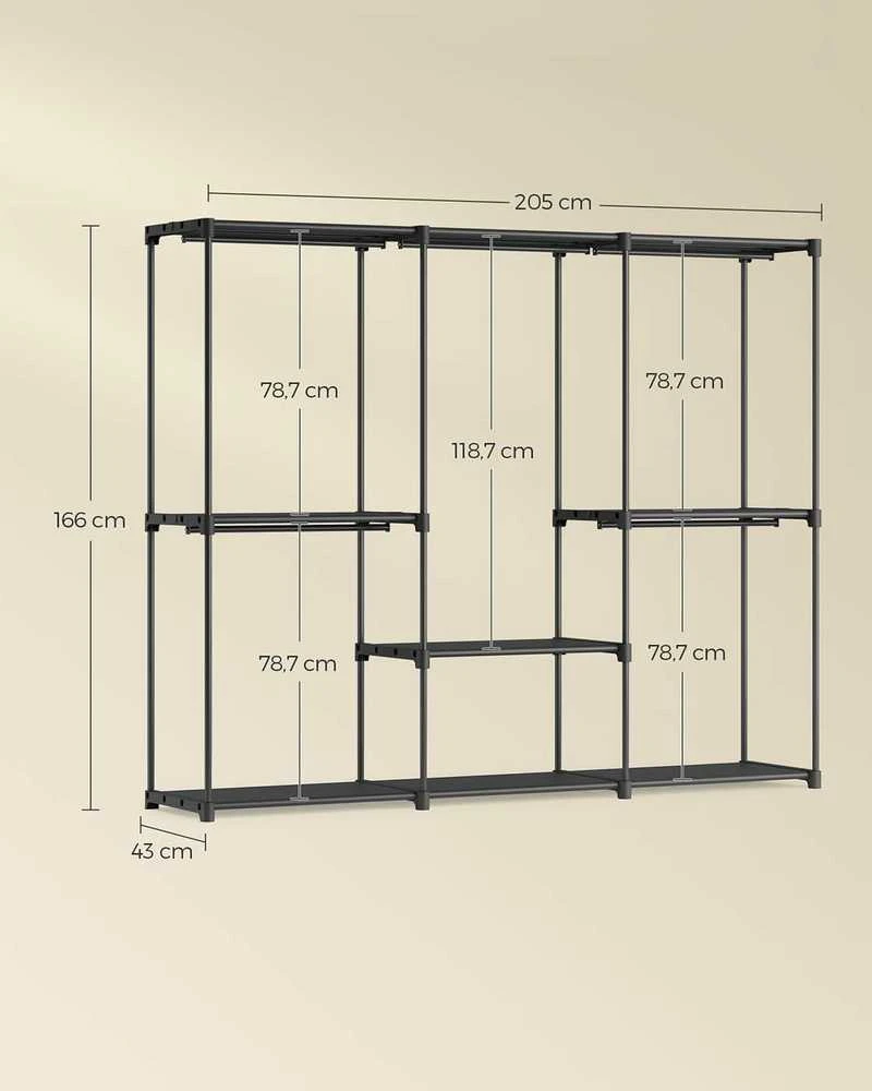 SONGMICS spinta su 5 pakabinamais skyrius 205 x 43 x 166 cm juoda