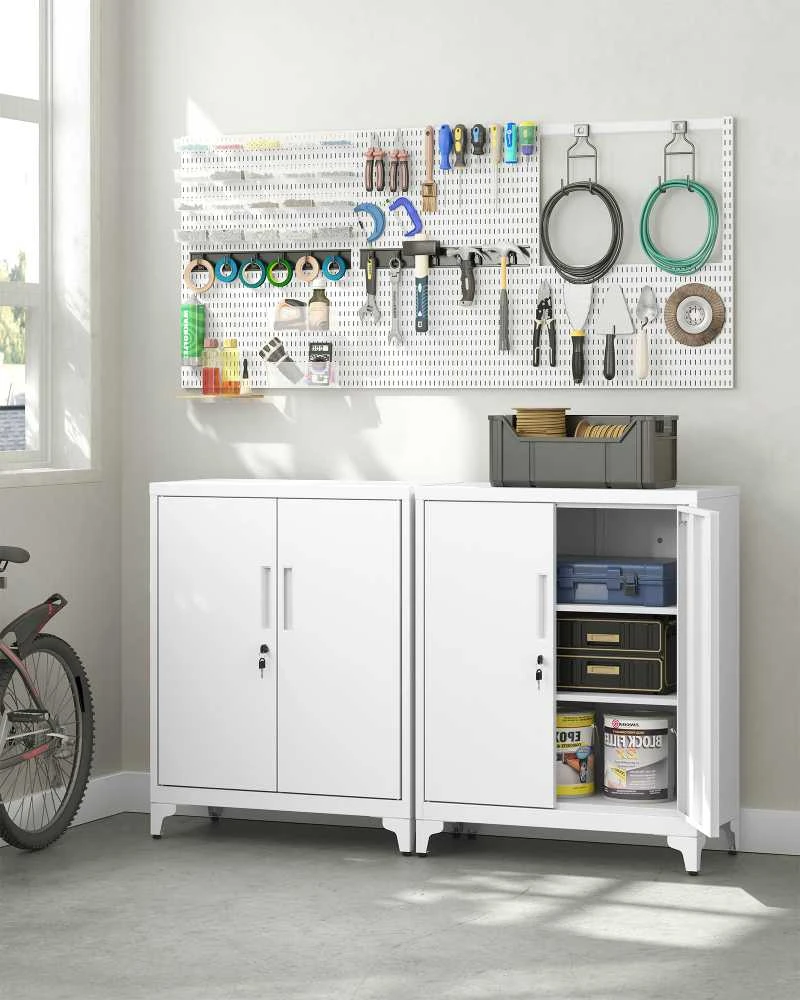 Songmics Užrakinama dokumentų spinta su 2 durelėmis 40 x 80 x 90 cm matinės baltos spalvos