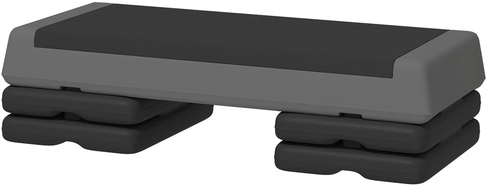SPORTNOW aerobikos stepas, 10,5/15,5/20,5 cm reguliuojamo aukščio platforma, neslystantis, skirtas namams, sporto salei, biurui, plastikas, pilkas
