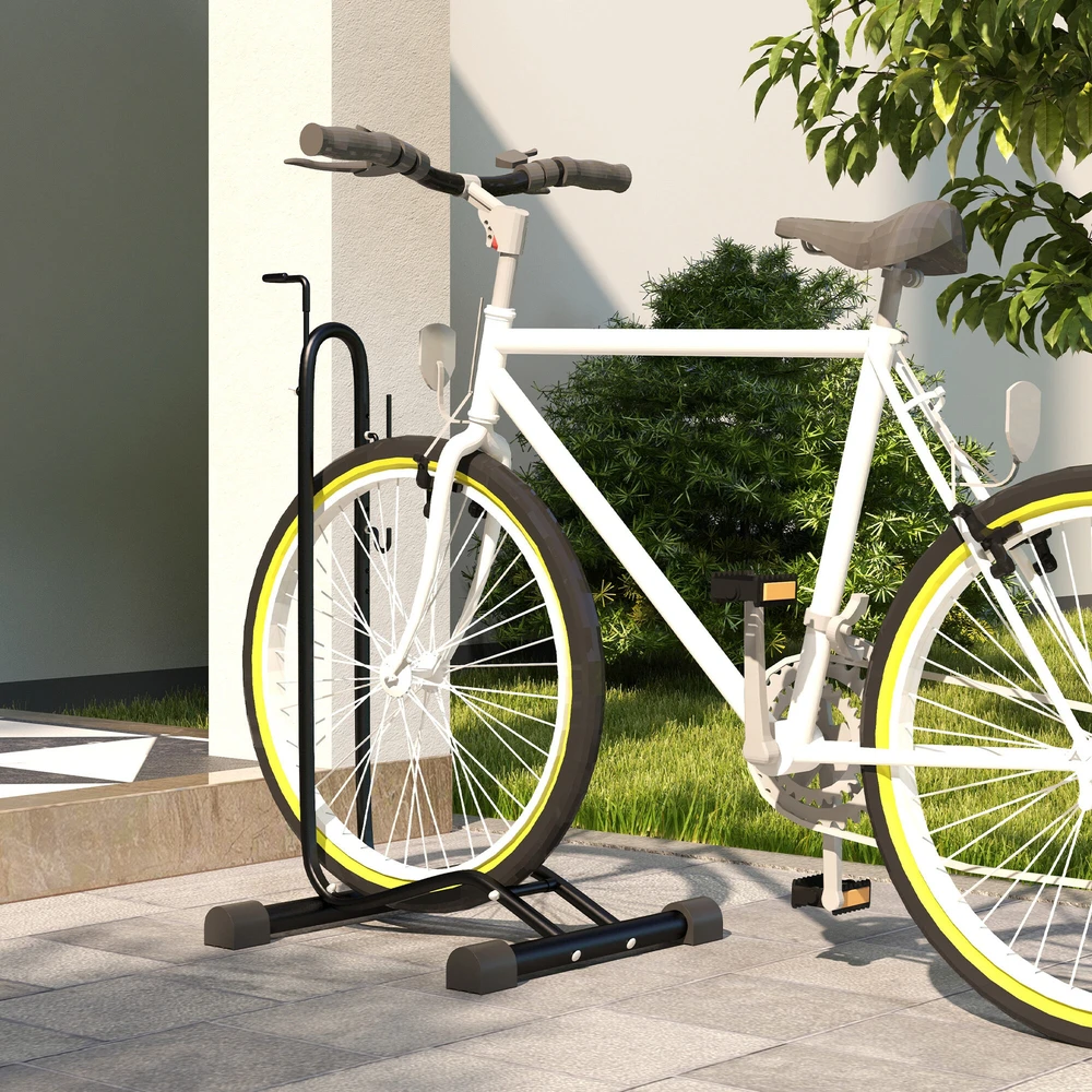 SPORTNOW dviračių stovas vertikalus ir horizontalus radikaliai reguliuojamas stovas 6"-28" ir 700c dviračiams 45 x 44 x 118 cm, metalinis juodas | Aosom
