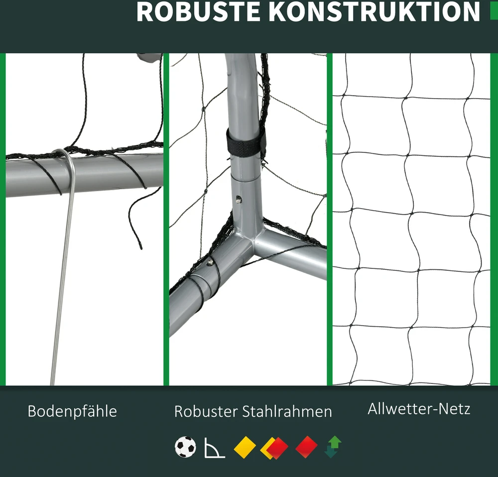Sportnow HOMCOM Futbolo vartai su PE tinkleliu, futbolo vartai vaikams ir suaugusiems, 240 x 85 x 160 cm, plienas, PE, sodui, futbolo treniruotėms, pilkos spalvos