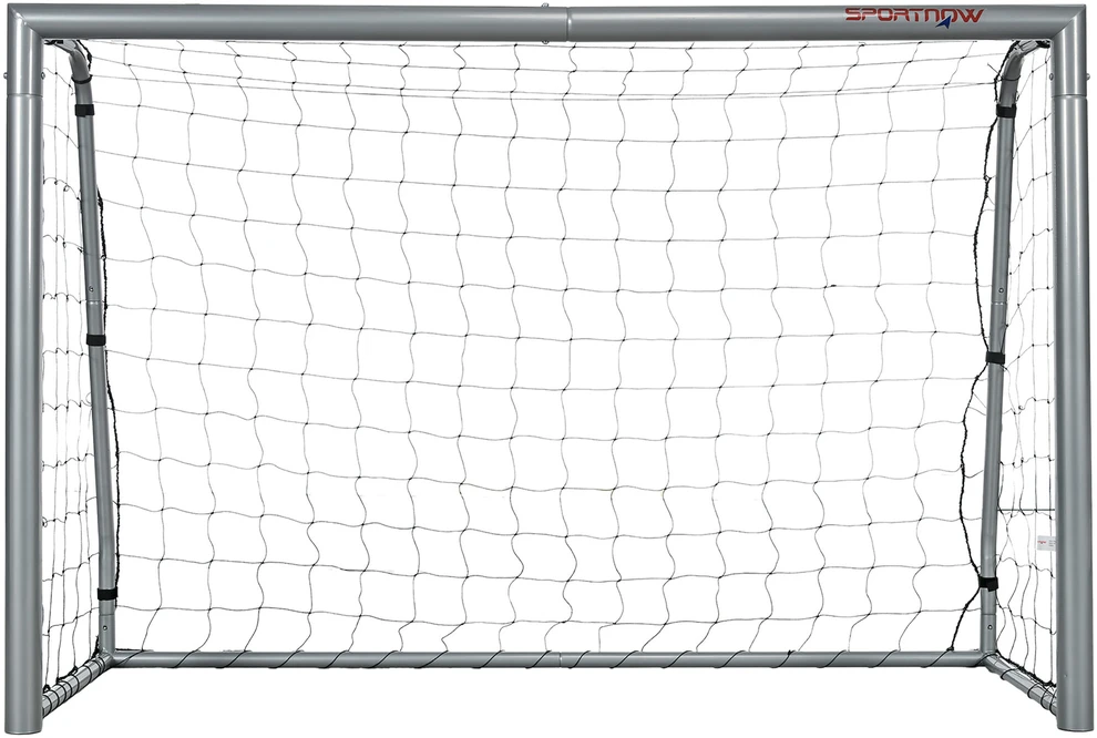 Sportnow HOMCOM Futbolo vartai su PE tinkleliu, futbolo vartai vaikams ir suaugusiems, 240 x 85 x 160 cm, plienas, PE, sodui, futbolo treniruotėms, pilkos spalvos