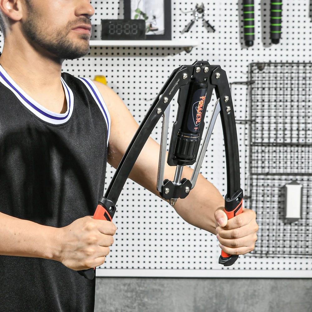 SPORTNOW Power Twister 10-200kg rankų treniruoklis, reguliuojamas hidraulinis jėgos treniruoklis dilbiams, krūtinei, pečiams - vyrams ir moterims