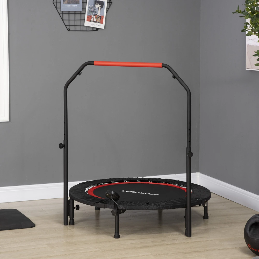 SPORTNOW mini batutas, 102 cm, su LCD monitoriumi, 4 padėčių reguliuojama rankena, iki 100 kg