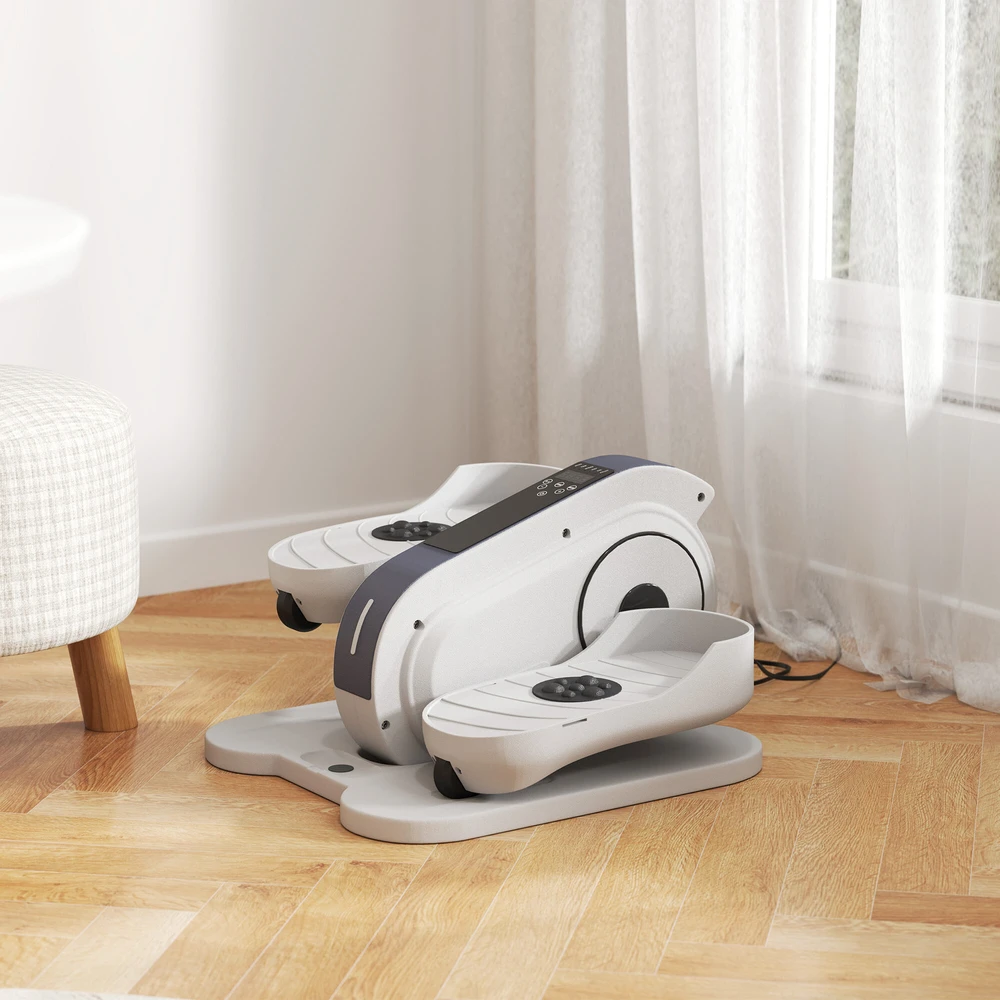 SPORTNOW mini elipsinis treniruoklis po stalu mini kryžiaus treniruoklis namams Elipsinis kojų treniruoklis su 10 žingsnių greičiu, LCD monitoriumi, nuotolinio valdymo pultu, skirtas biurui, senjorams