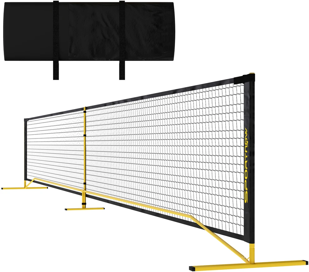 SPORTNOW nešiojamas Pickleball tinklas, 6,7 m, su nešiojimo krepšiu, metaliniu rėmu, skirtas vidaus ir lauko naudojimui, geltonas