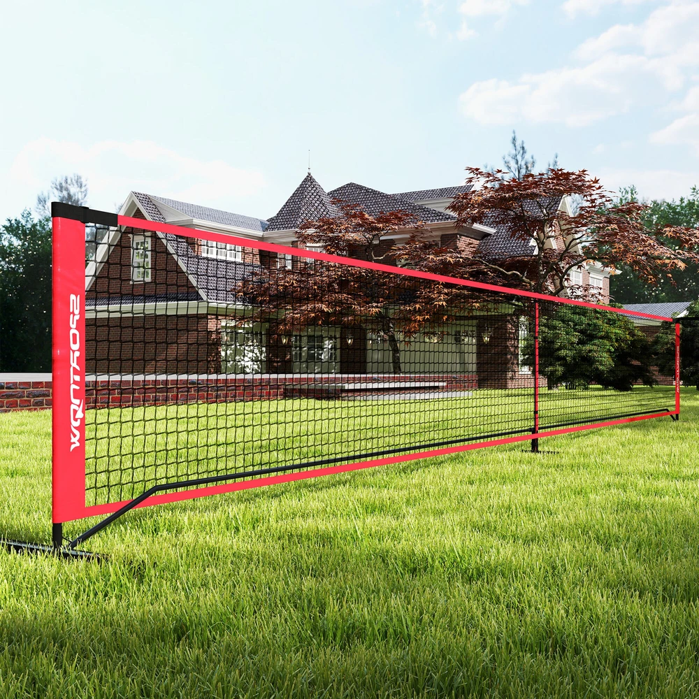 SPORTNOW nešiojamas pickleball tinklo rinkinys, 6,7 m pickleball sistema su tinklu, aikštelės žymėjimo rinkiniu, kamuoliukų rinktuvu, keturiais kamuoliukais ir krepšiu nešiojimui, laukui, įvažiavimui