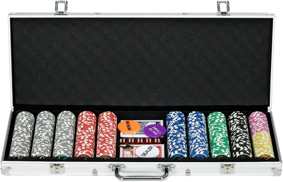 Pokerio rinkinys, 56x23,5x6,5 cm, sidabro spalvos