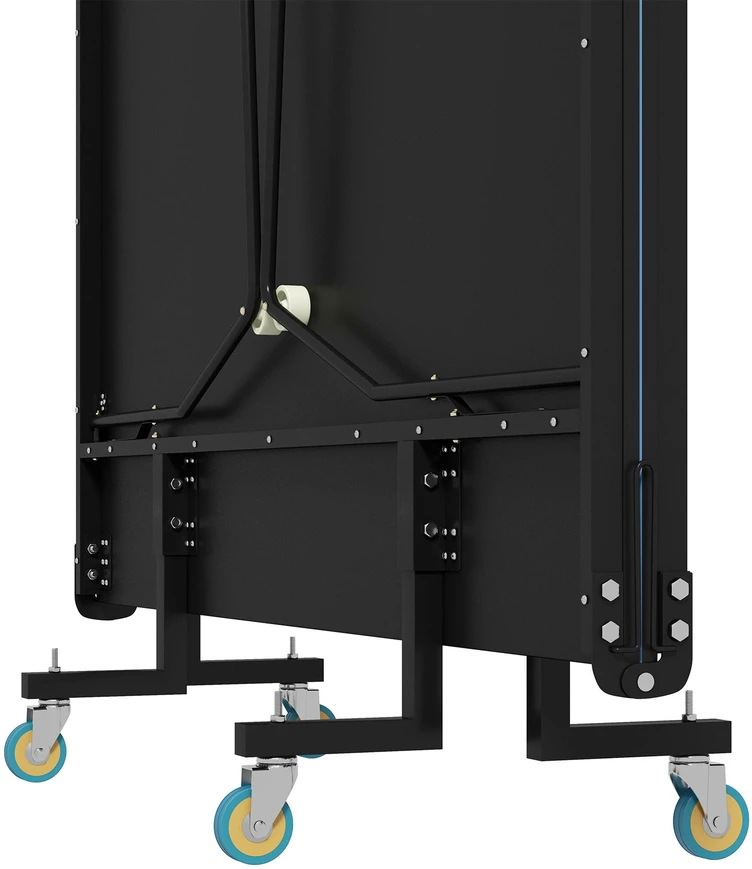 SPORTNOW lauko stalo teniso stalas, sulankstomas stalo teniso stalas su tinkleliu, ratukais, 2 raketėmis ir 3 kamuoliukais, plieno, juodas, 274 x 152,5 x 76 cm