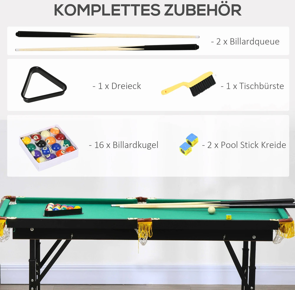 Sulankstomas biliardo stalas, 140x60x55-75 cm, Žalias