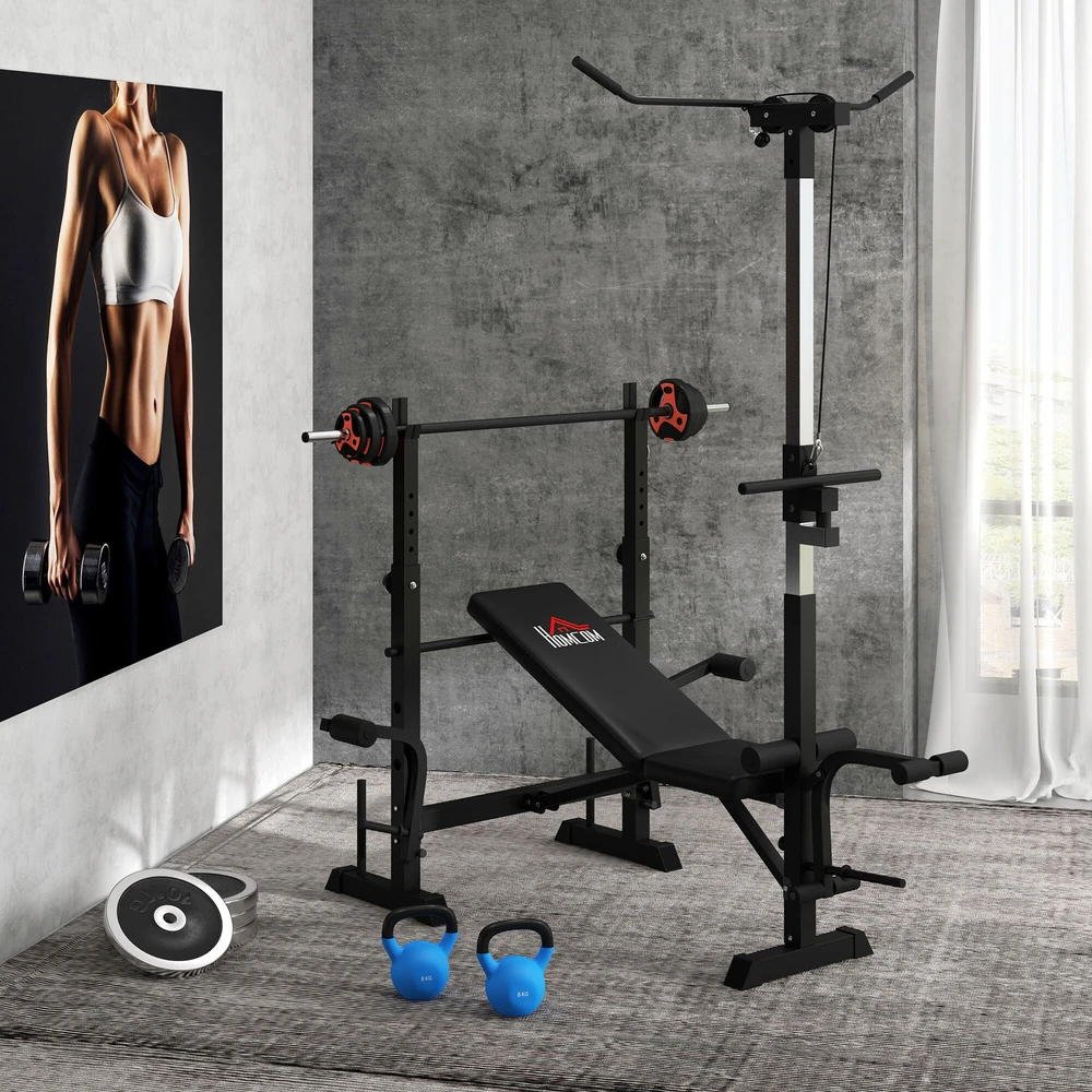 SPORTNOW štangos rinkinys 20 kg, reguliuojamas svorių rinkinys su neslystančia rankena, įskaitant 6 svorius, grindis tausojantis svorių kilnojimo rinkinys namų treniruokliams