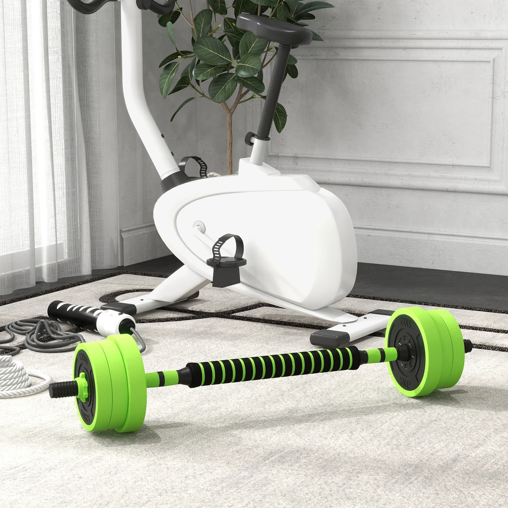SPORTNOW 4-in-1 hantelių rinkinys, 20 kg, reguliuojami svarmenys, štanga, virdulys (kettlebell), atsispaudimų rankenos, profesionaliam jėgos treniruočių ir svorių kilnojimo sportui namuose