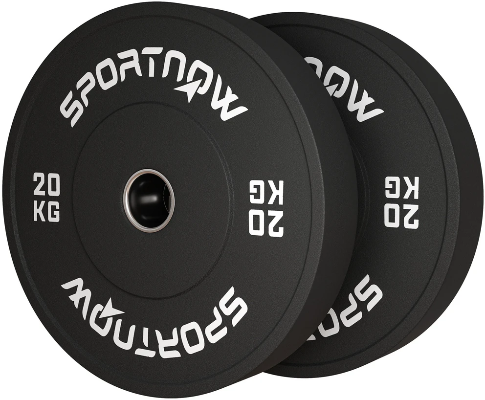 SPORTNOW 2 vienetų hantelių svorių rinkinys, 2 x 20 kg svoriai, svorių diskų rinkinys, svorių diskai 5 cm hantelių strypui, Ø 50 mm anga, juodi