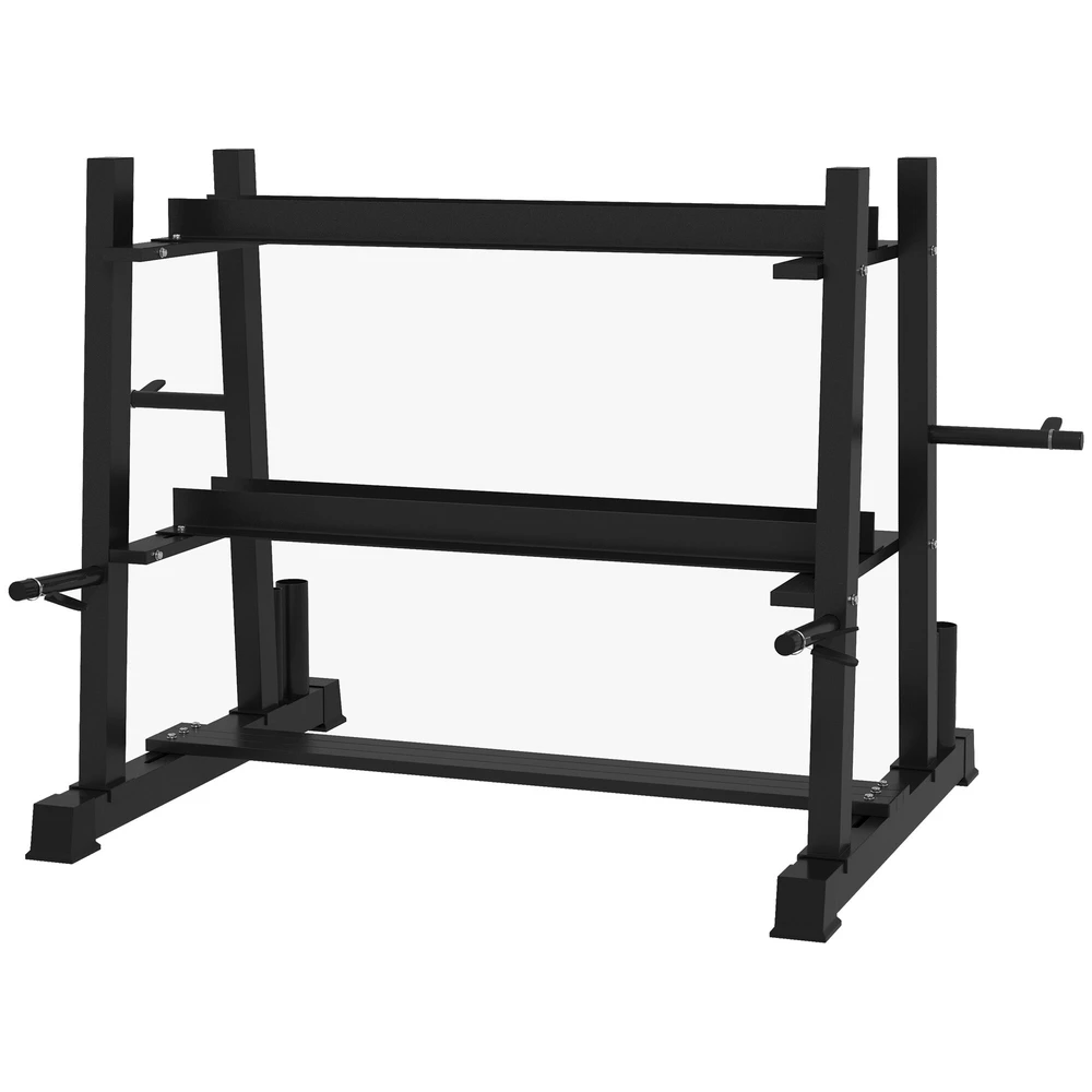 SPORTNOW hantelių stovas 3 lygių iki 200 kg, plieno, juodas, 131x75x80 cm