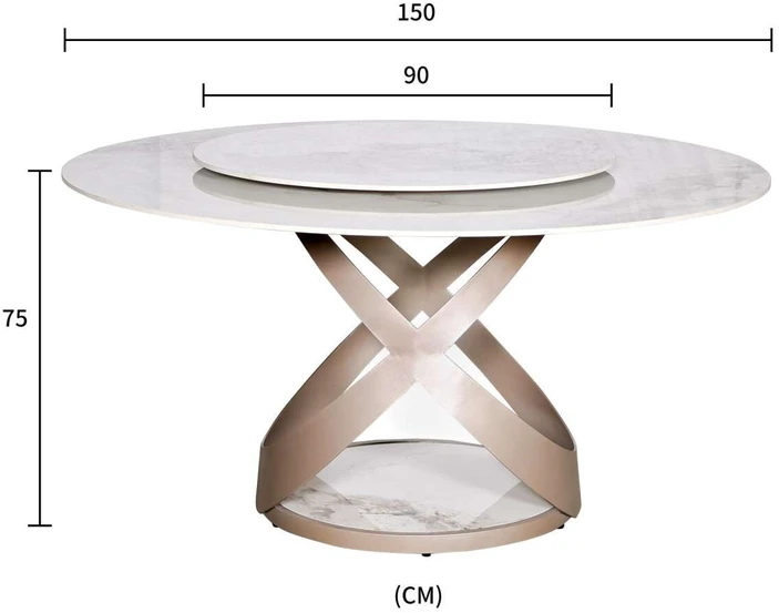 Stalas, Modig, 150 cm, Baltas ir Rožinis Auksas