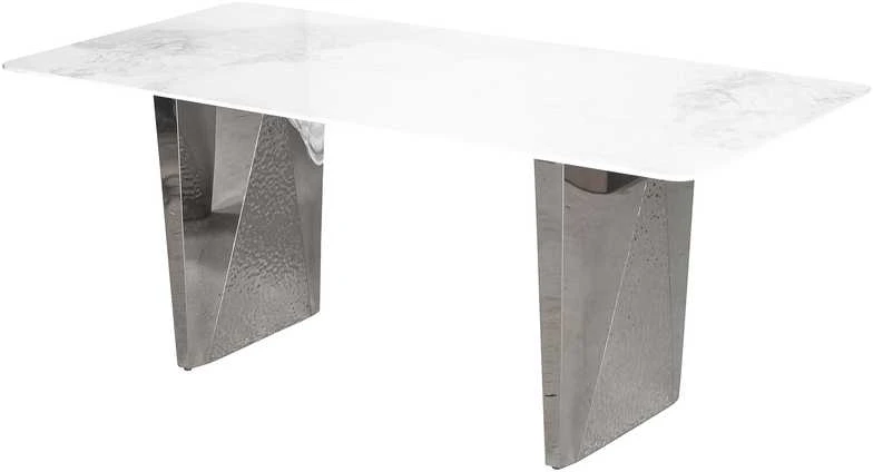 Stalas, Modig, 200 cm, Sidabrinė, Balta