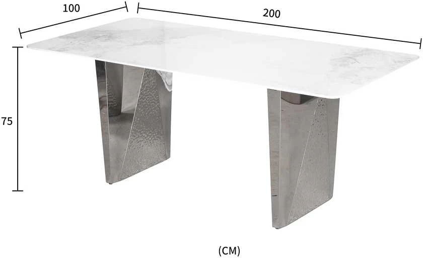 Stalas, Modig, 200 cm, Sidabrinė, Balta