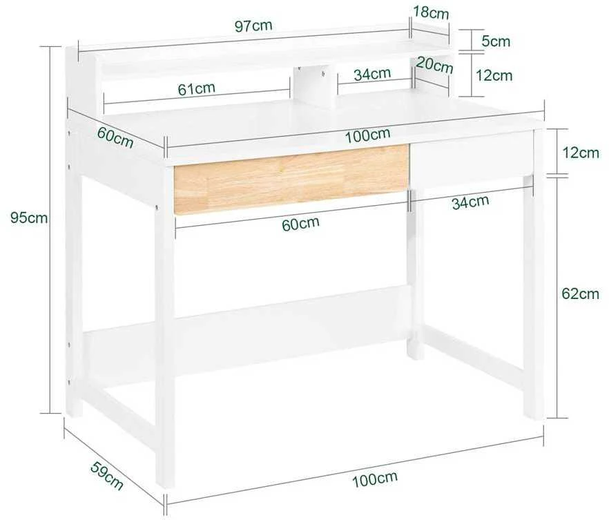 Stalas, SoBuy FWT106-W, 100x60x95 cm