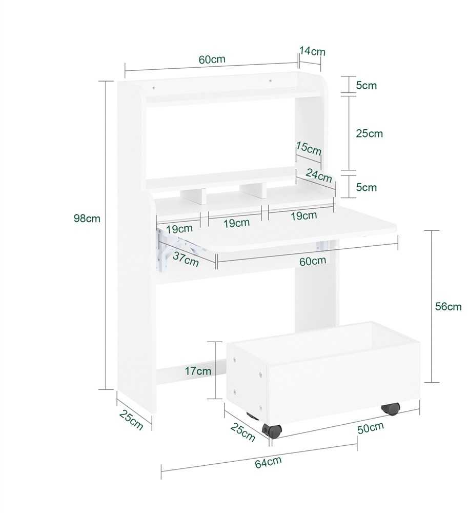 Stalas, SoBuy FWT105-W, 64x20x82 cm