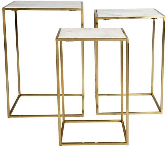 Stalo rinkinys, Avola, 35.5x35.5x56 cm, 40.5x40.5x61 cm, 46x46x66 cm, Auksinis
