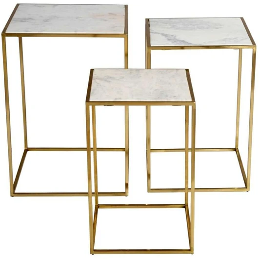 Stalo rinkinys, Avola, 35.5x35.5x56 cm, 40.5x40.5x61 cm, 46x46x66 cm, Auksinis