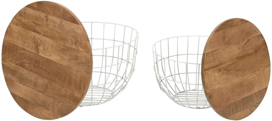 Stalo rinkinys, Avola, 66x66x40.5 cm, 76x76x48.5 cm, Baltas