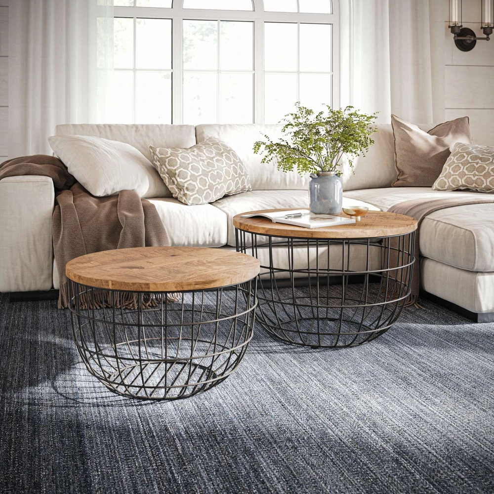Stalo Rinkinys, Avola, 66x66x40.5 cm, 76x76x48.5 cm, Juoda