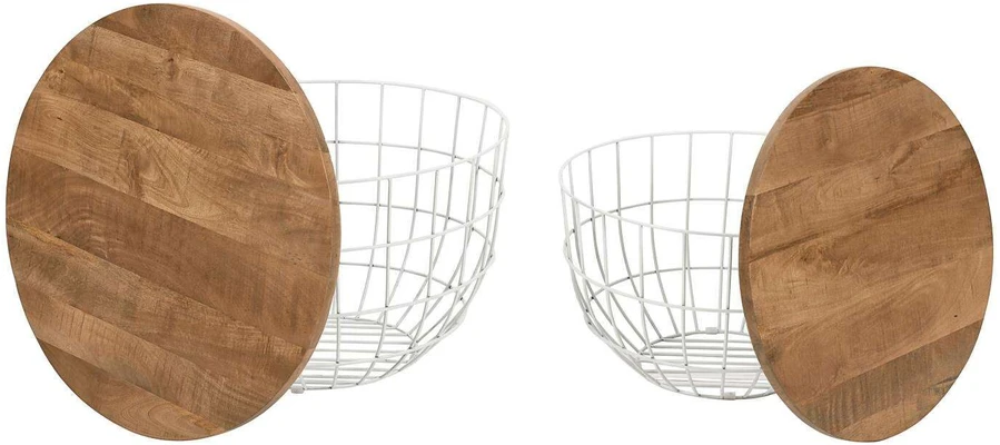 Stalo rinkinys, Avola, 66x66x40.5 cm, 76x76x48.5 cm, Baltas