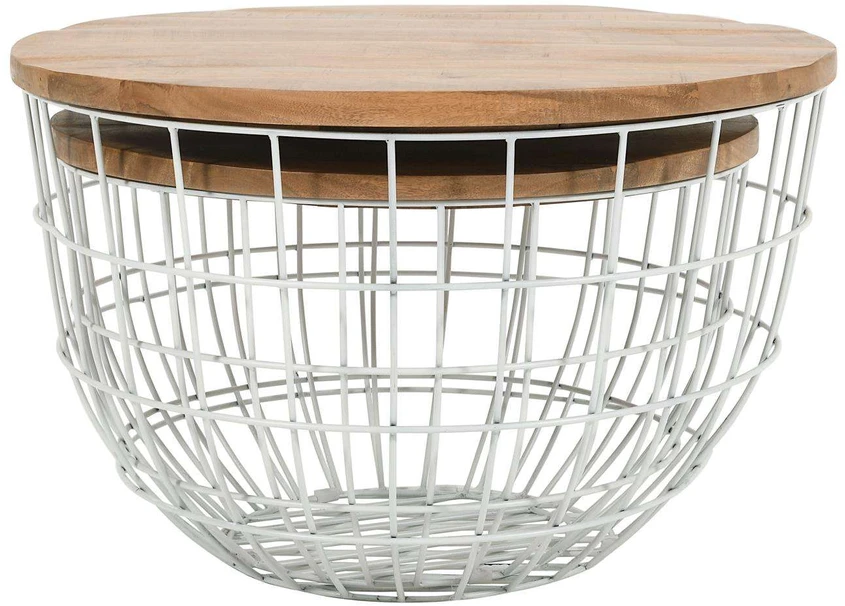 Stalo rinkinys, Avola, 66x66x40.5 cm, 76x76x48.5 cm, Baltas