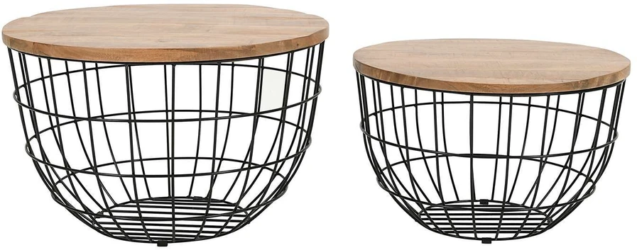 Stalo Rinkinys, Avola, 66x66x40.5 cm, 76x76x48.5 cm, Juoda