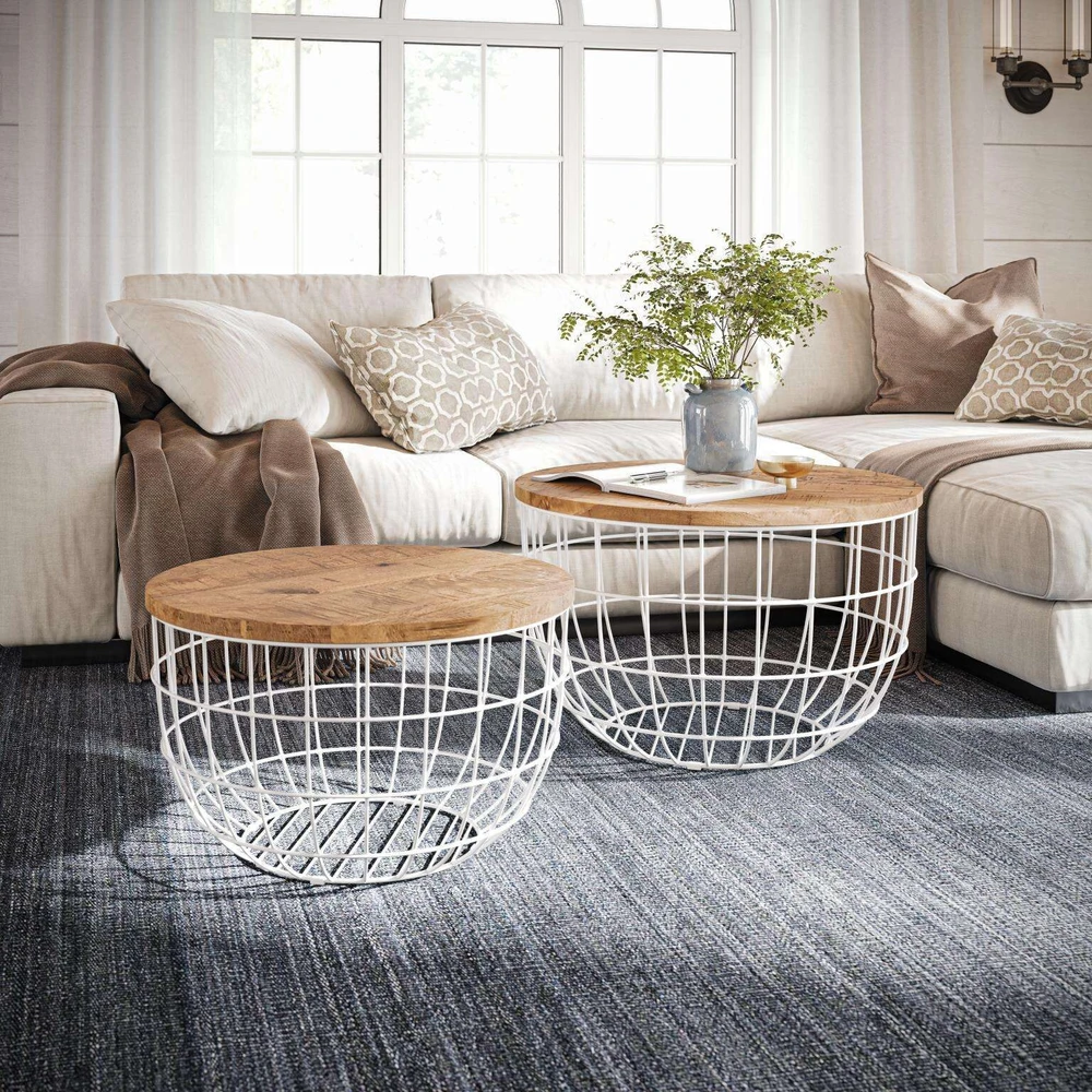 Stalo rinkinys, Avola, 66x66x40.5 cm, 76x76x48.5 cm, Baltas