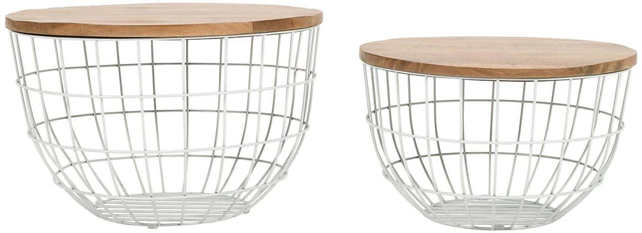 Stalo rinkinys, Avola, 66x66x40.5 cm, 76x76x48.5 cm, Baltas