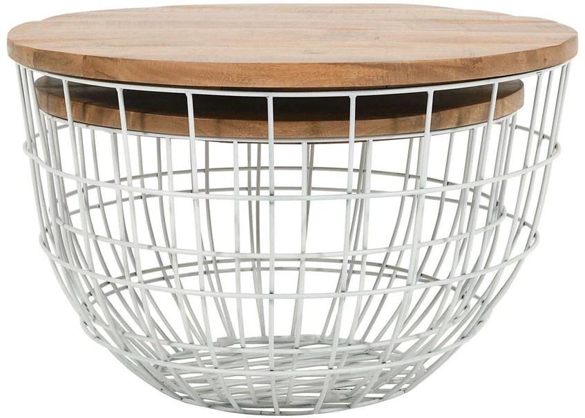 Stalo rinkinys, Avola, 66x66x40.5 cm, 76x76x48.5 cm, Baltas