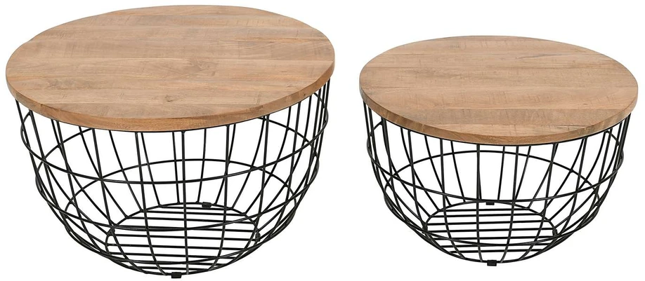 Stalo Rinkinys, Avola, 66x66x40.5 cm, 76x76x48.5 cm, Juoda