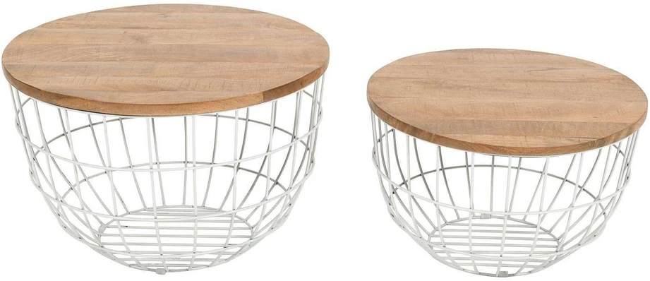 Stalo rinkinys, Avola, 66x66x40.5 cm, 76x76x48.5 cm, Baltas