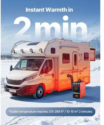 Vevor Portatyvus dyzelinis oro šildytuvas 8kW su Bluetooth valdymu ir LCD ekranu (380 x 150 x 410 mm)