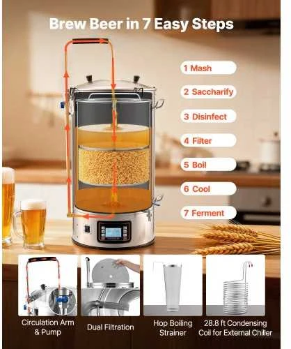 VEVOR Elektrinė alaus gamybos sistema, 60 l talpa, 3000W